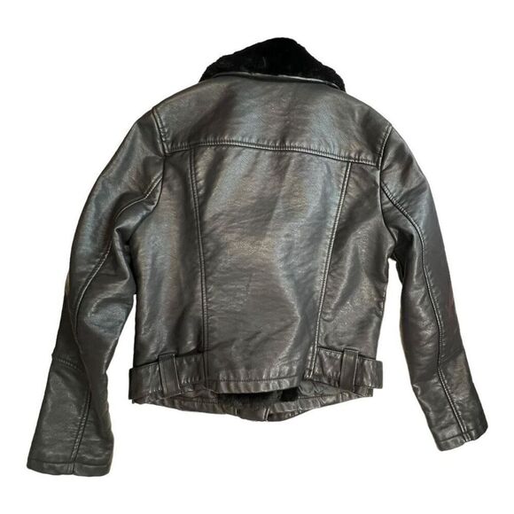 Forever 21 Women's Faux Fur Collar Biker Leather Motorcycle Jacket Black  Small - Picture 9 of 10